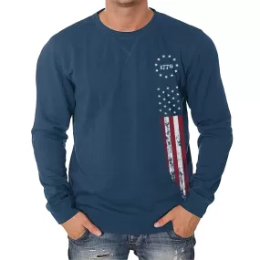 1776 USA FLAG GRAPHIC CREWNECK LONG SLEEVE T-SHIRT