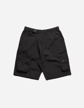 5041 Veg Dyed Asym Cargo Track Shorts Black