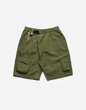 5041 Veg Dyed Asym Cargo Track Shorts Olive