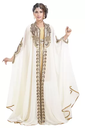 Abaya Kaftan in 3pcs Set Long Sleeve Wedding Gown