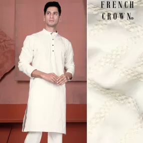 Albescent Cream Viscose Embroidered Designer Kurta