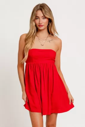 Alimia Babydoll Tube Dress (Red)