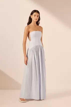 AMADA LACE UP STRAPLESS MAXI DRESS - ICE BLUE