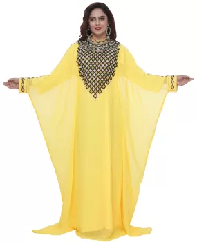 Arabian Kaftan with Chequered Embroidery Work