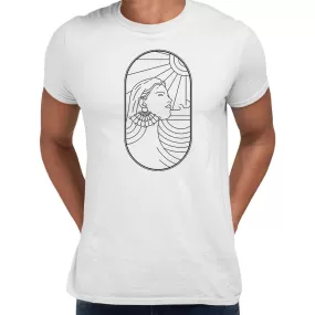 Art Deco Elegant Portraits Unisex T-shirt Golden Nostalgia Soft Line Design 2