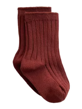 Basic Ribbed Socks, Dark Brown