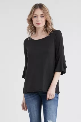 Basic Scoop Neck Ruffled Top