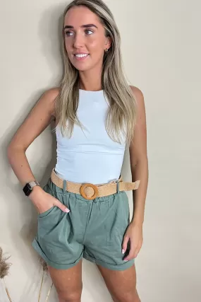 Belted High Waisted Shorts