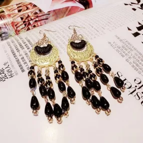 Black & Gold Chandelier Earrings