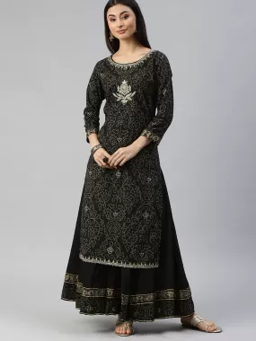 Black Gota Patti Embellished Kurta