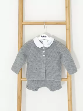 Boys Babidu Grey Knitted Short Set