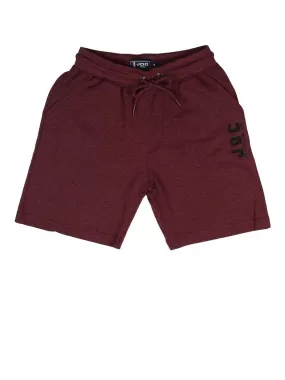 BOY'S MAROON SOLID REGULAR FIT KNIT SHORTS