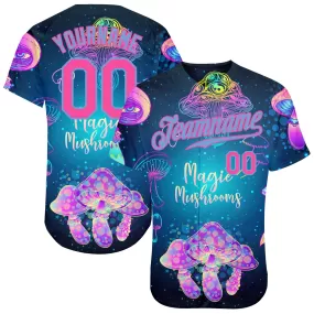 Custom 3D Pattern Design Magic Mushrooms Over Sacred Geometry Psychedelic Hallucination Authentic Baseball Jersey