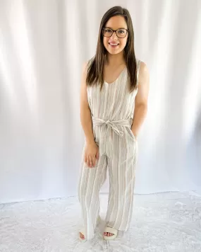 Date Day Out Sleeveless Multi-Stripe Jumpsuit