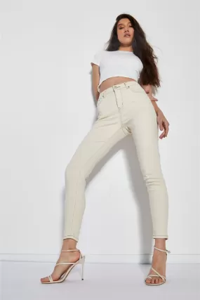 Ecru High Waisted Skinny Jeans