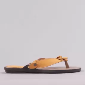 Flower Thong Sandal in Mustard - 7968