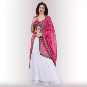 Georgette Chania Choli - White