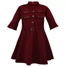 Girls A-Line Maroon Colour Dress