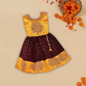 Girls Embroidered Fit and Flare Ethnic Dress