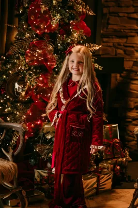 Girls Red Luxe Dressing Gown