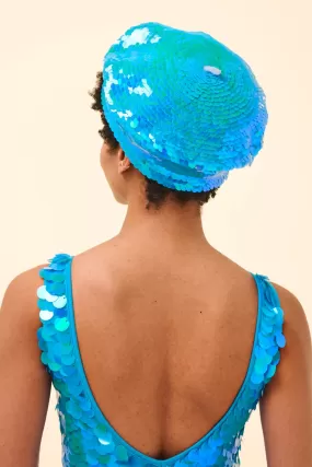 GRACE SEQUIN BERET - SKY