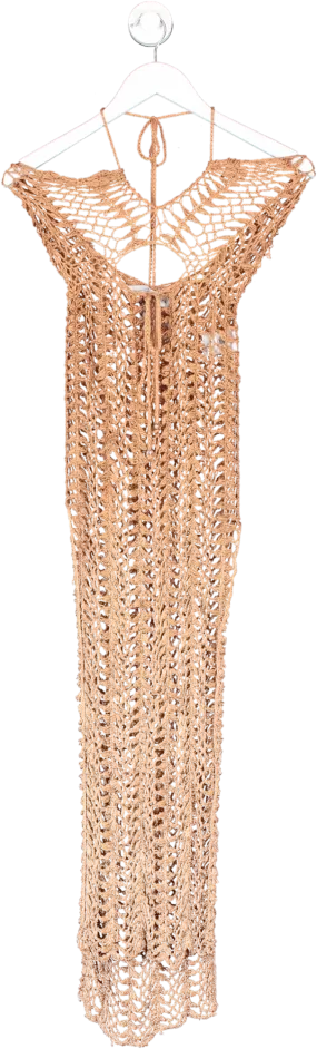 island treads Brown Crochet Maxi Dress UK S