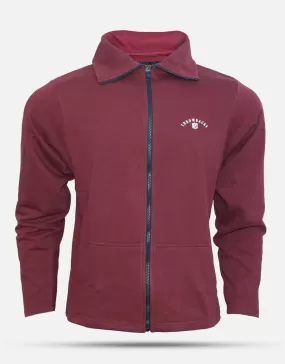 Men Fashion Maroon Mock Neck Zipper