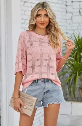 Mia Crochet Top - Pink - LAST ONE