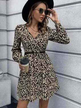 Mini Dress Animal Print Belted