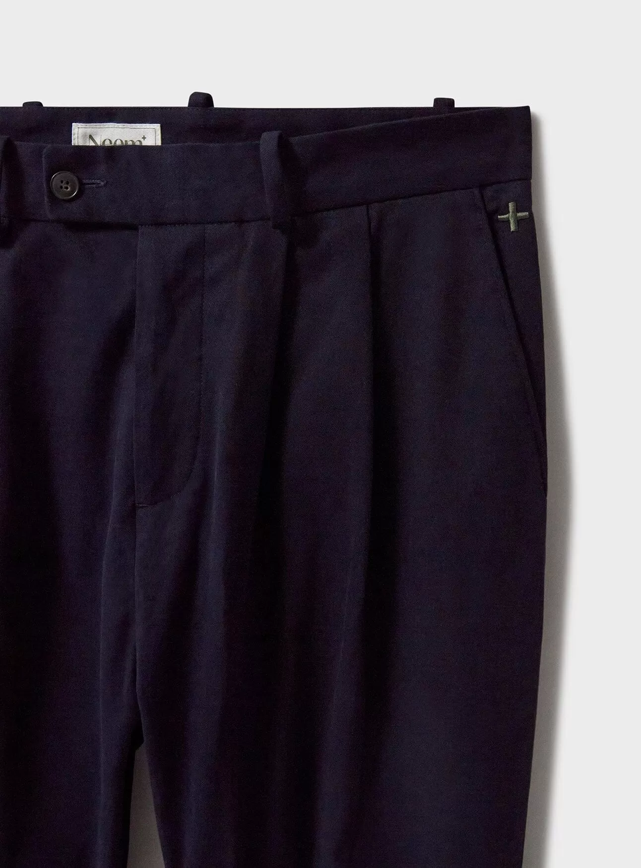 Organic Cotton stretch Navy Pleated Trouser