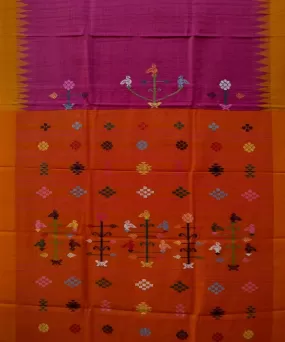 Purple rust tussar silk handloom gopalpur saree