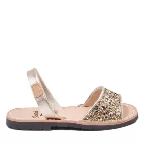 Renewed Glitter Leather Open Toe Menorcan Sandal For Kids - A Iker 1760R