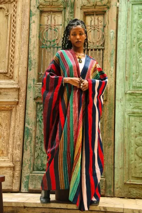 Stunning rainbow hand loomed Kimono, Winter Wool Kimono, Abayas, Winter Abaya, Colorful Abaya, Handmade Abaya, Kimonos for women