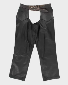 Vintage Men's Black Leather Chaps - 34