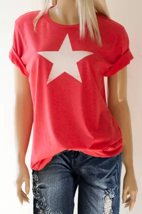 White Star Heather Red Tee